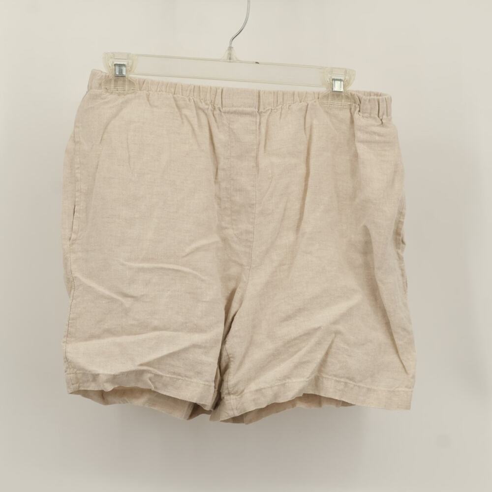 J. Jill Womens High Rise Linen Bermuda Shorts Elastic Waist Pockets Size S Cream